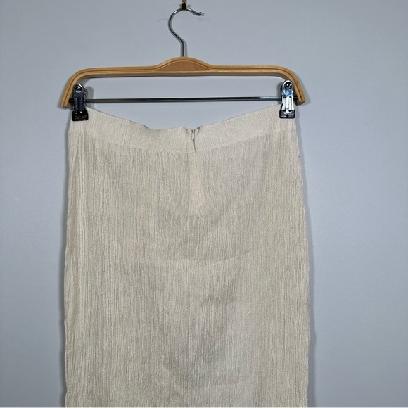 Savannah Morrow Cream Plissé Maxi Bamboo Silk Skirt Size Small - Picture 13 of 16
